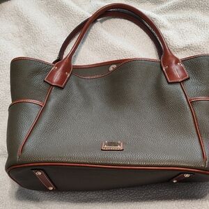 Dooney & Bourke Green and Brown Tote Bag with Leather Accents
